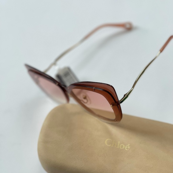 Chloe Cat Eye 63mm Peach Red Sunglasses New With Tag / Case & Cleaning Cloth - Picture 6 of 14